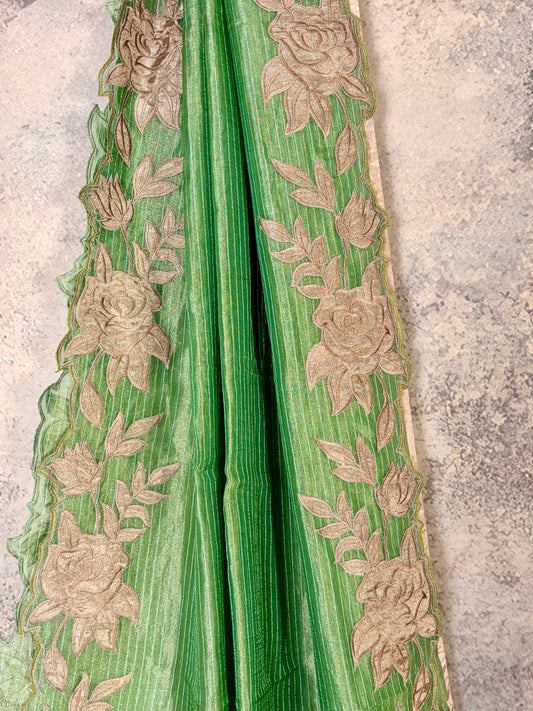 Pure tissue saree with Applique work