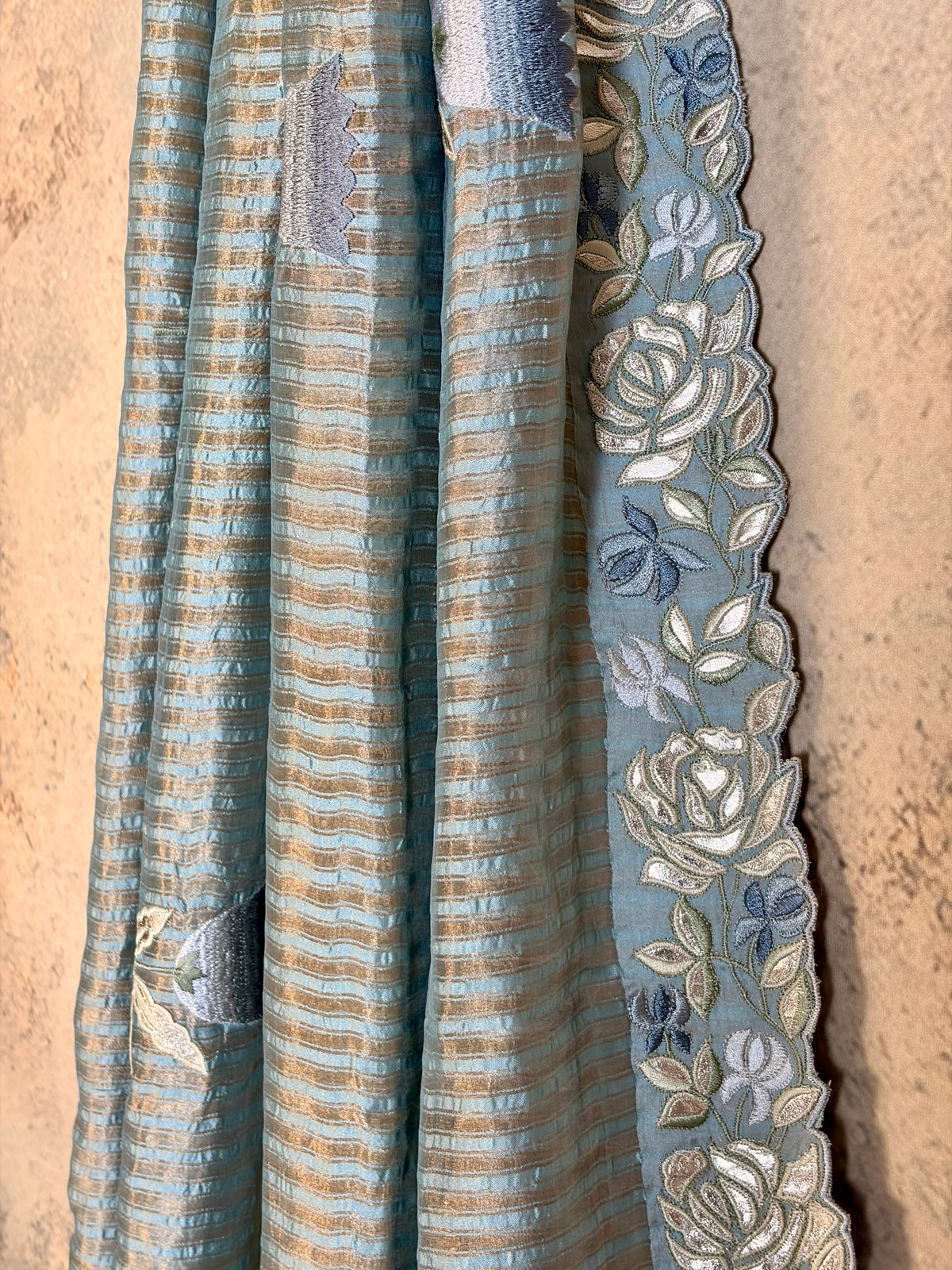 Pure Poona silk with leather work