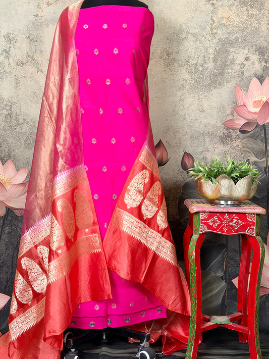Pure Kora silk with meenakari & tissue dupatta