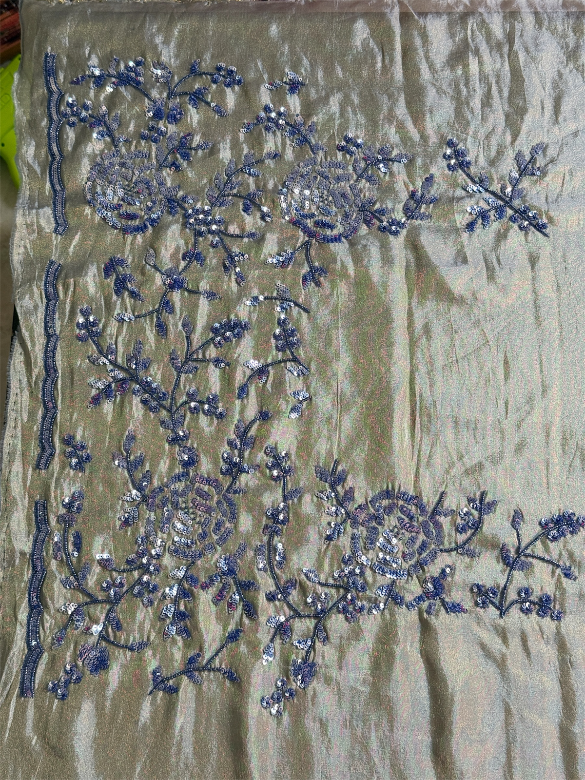 Pure Kanjivaram tissue silk saree with handwork