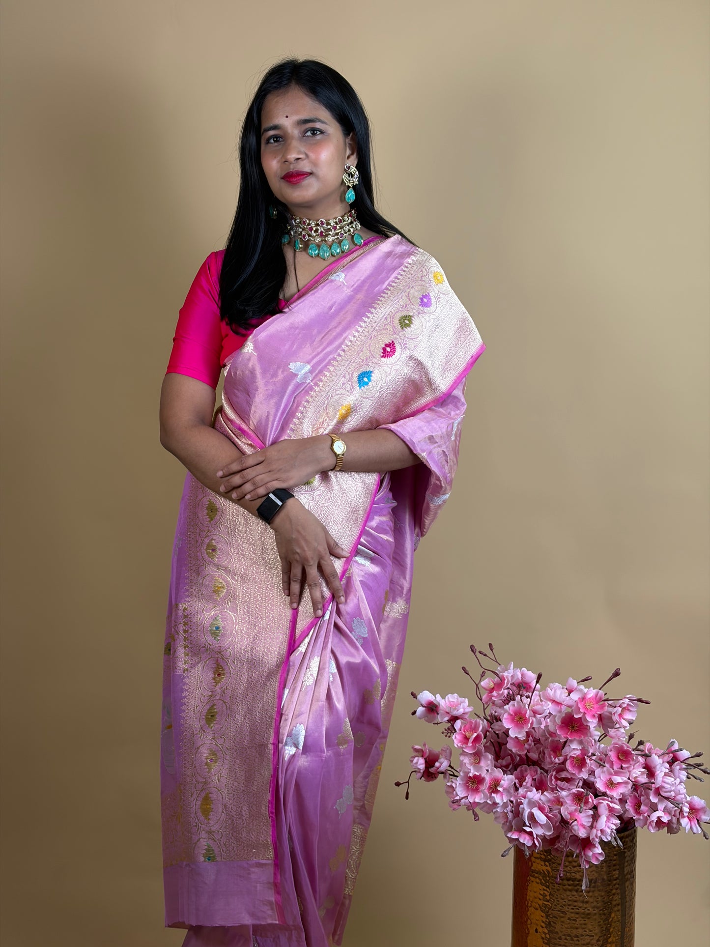 Pure Banarasi Iktara saree with meenakari
