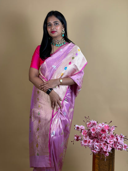 Pure Banarasi Iktara saree with meenakari