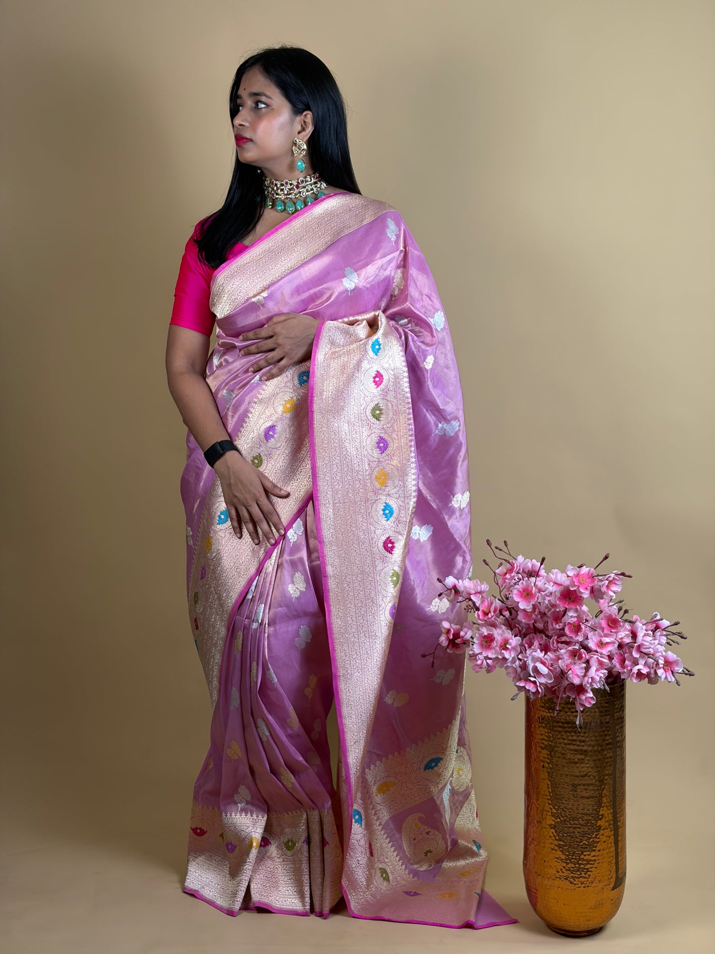Pure Banarasi Iktara saree with meenakari