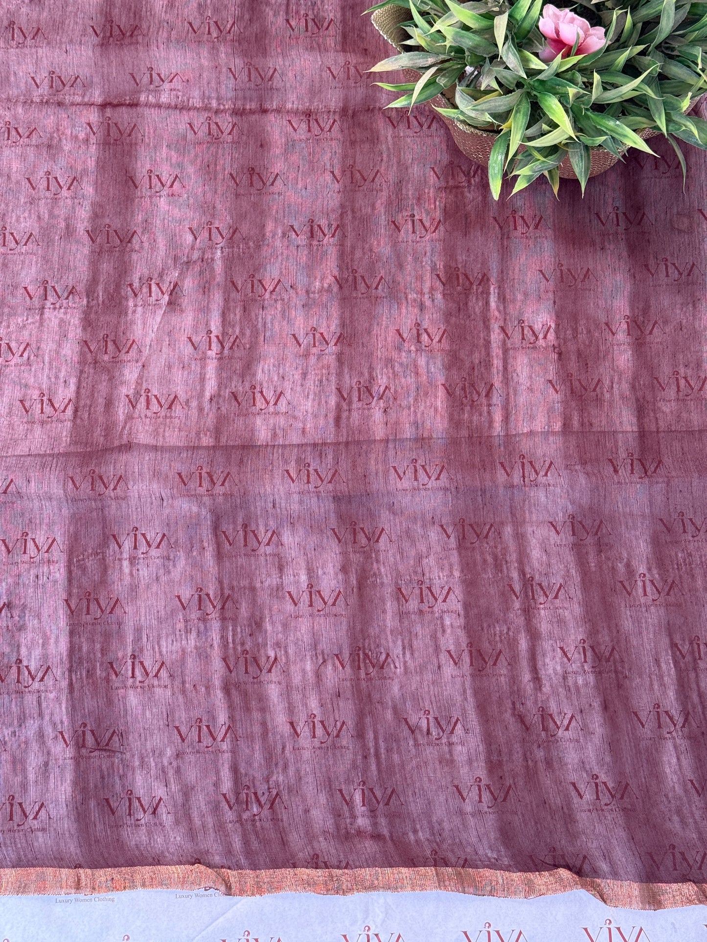 Pure Silk Linen Jamdani Striped Saree – Elegant Brown Handwoven Wear