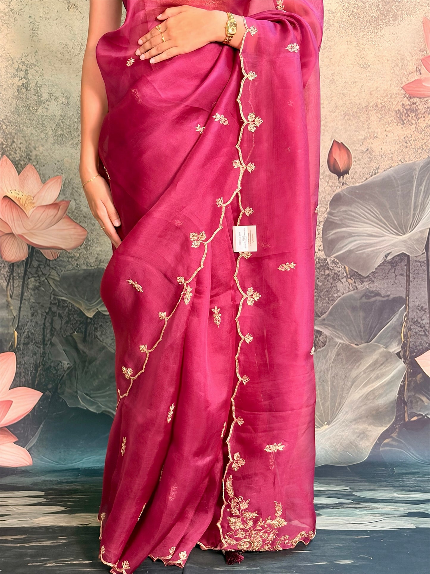 Pure kora silk with handwork
