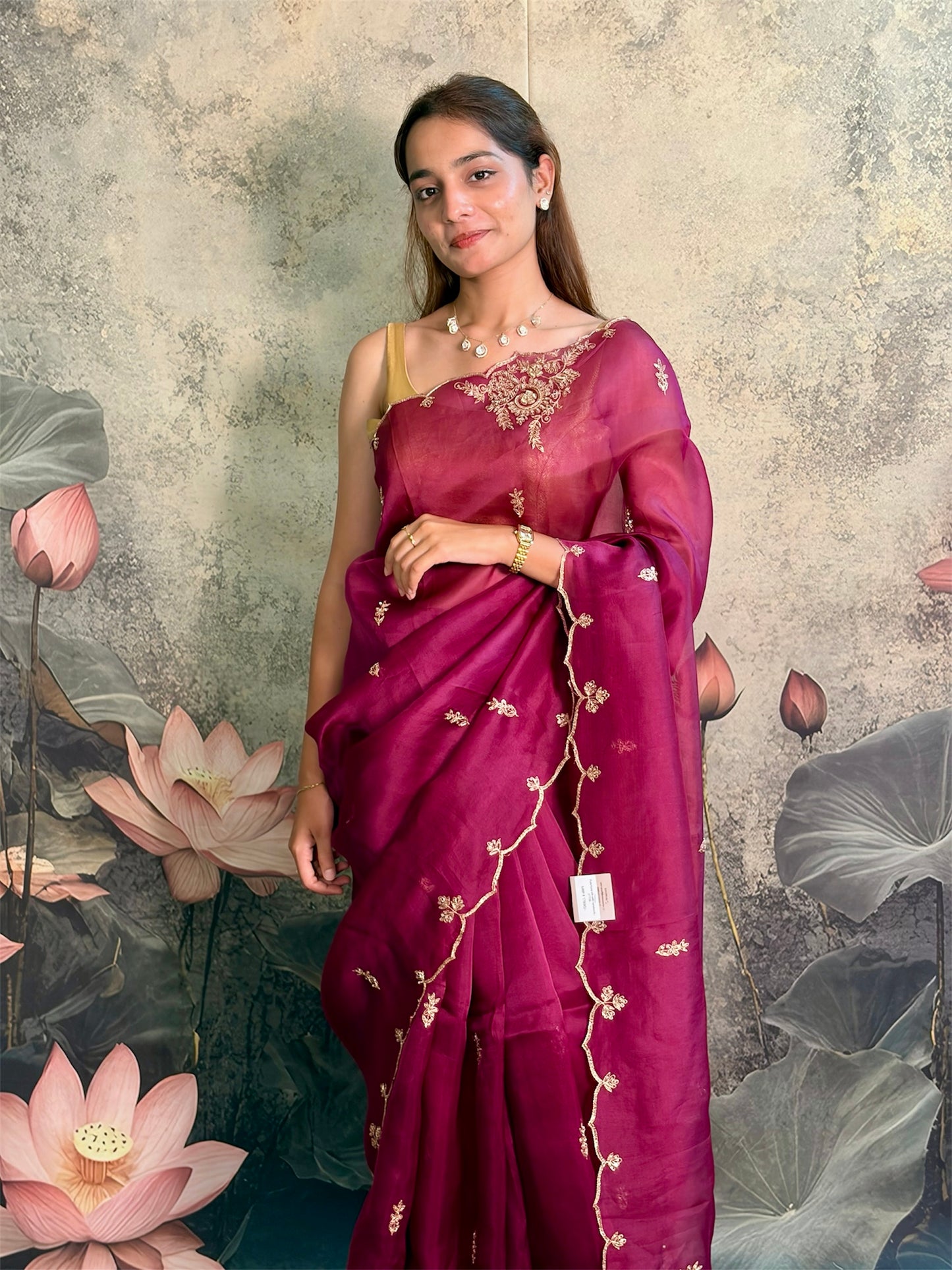 Pure kora silk with handwork
