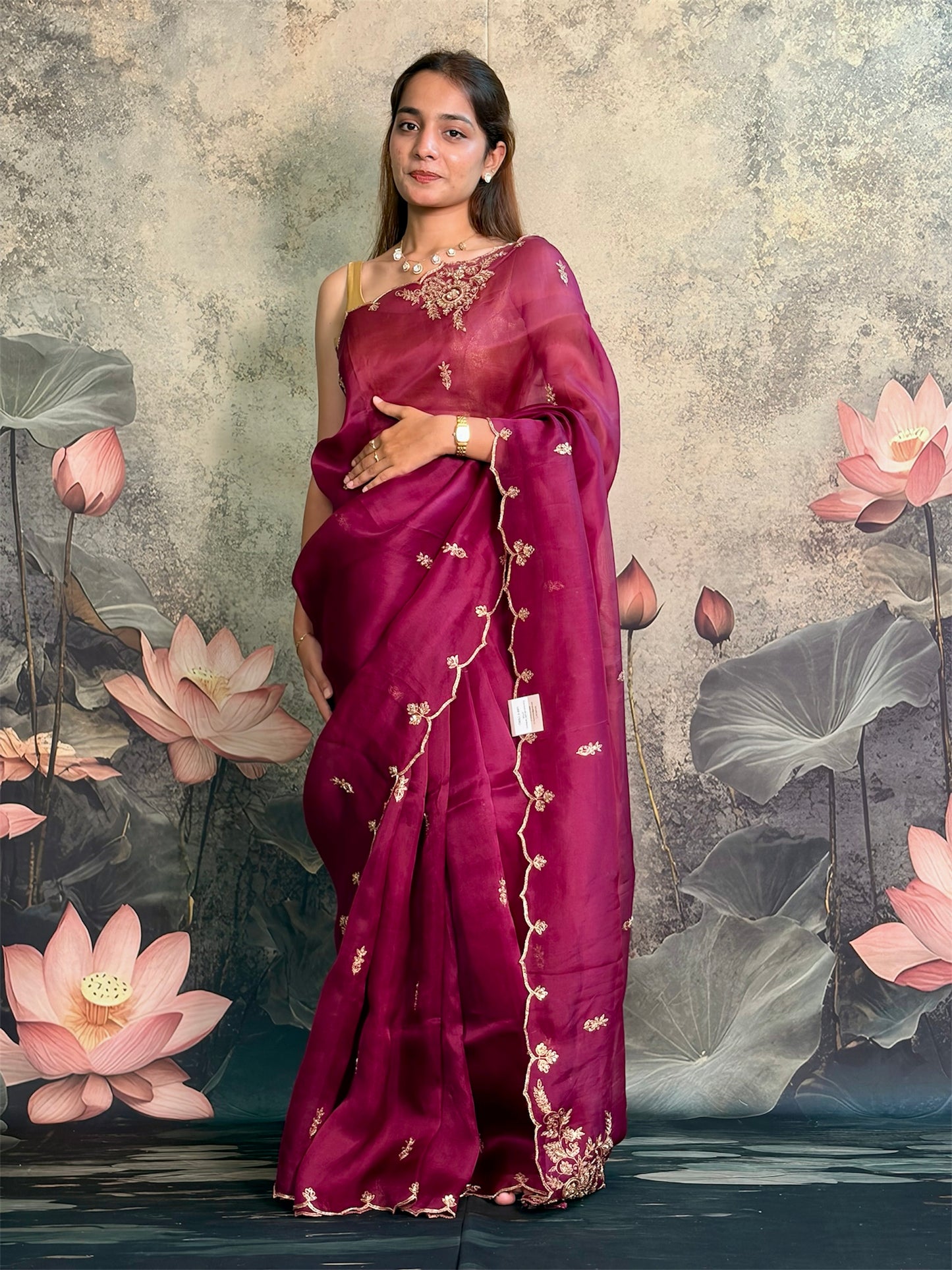 Pure kora silk with handwork