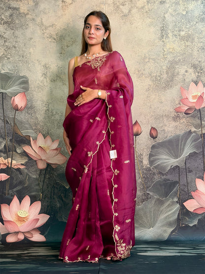 Pure kora silk with handwork