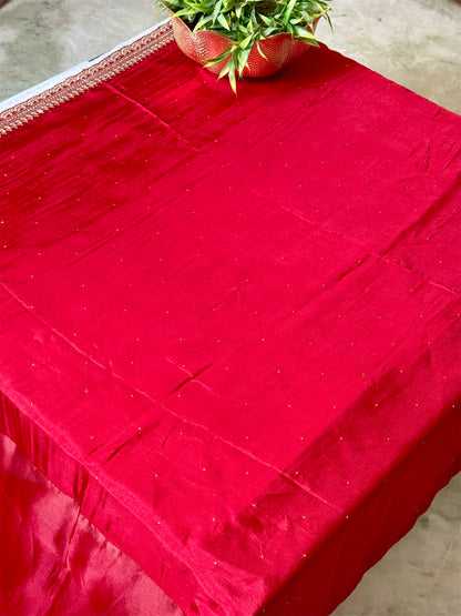 Pure kora silk with sabyasachi lace and mukesh work.