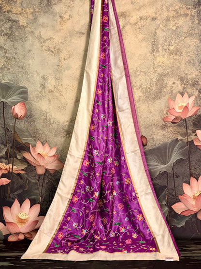 Pure tusser saree with Patola embroidery