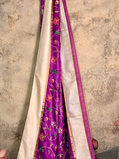 Pure tusser saree with Patola embroidery