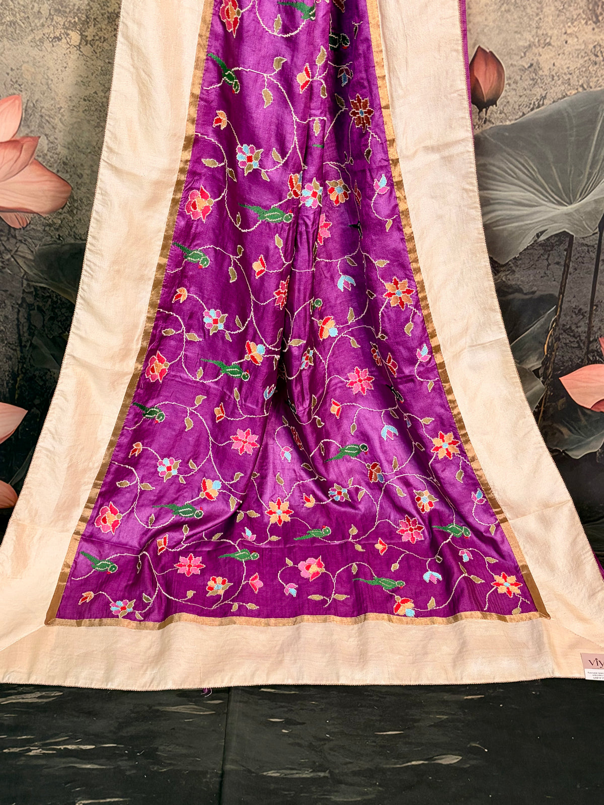 Pure tusser saree with Patola embroidery