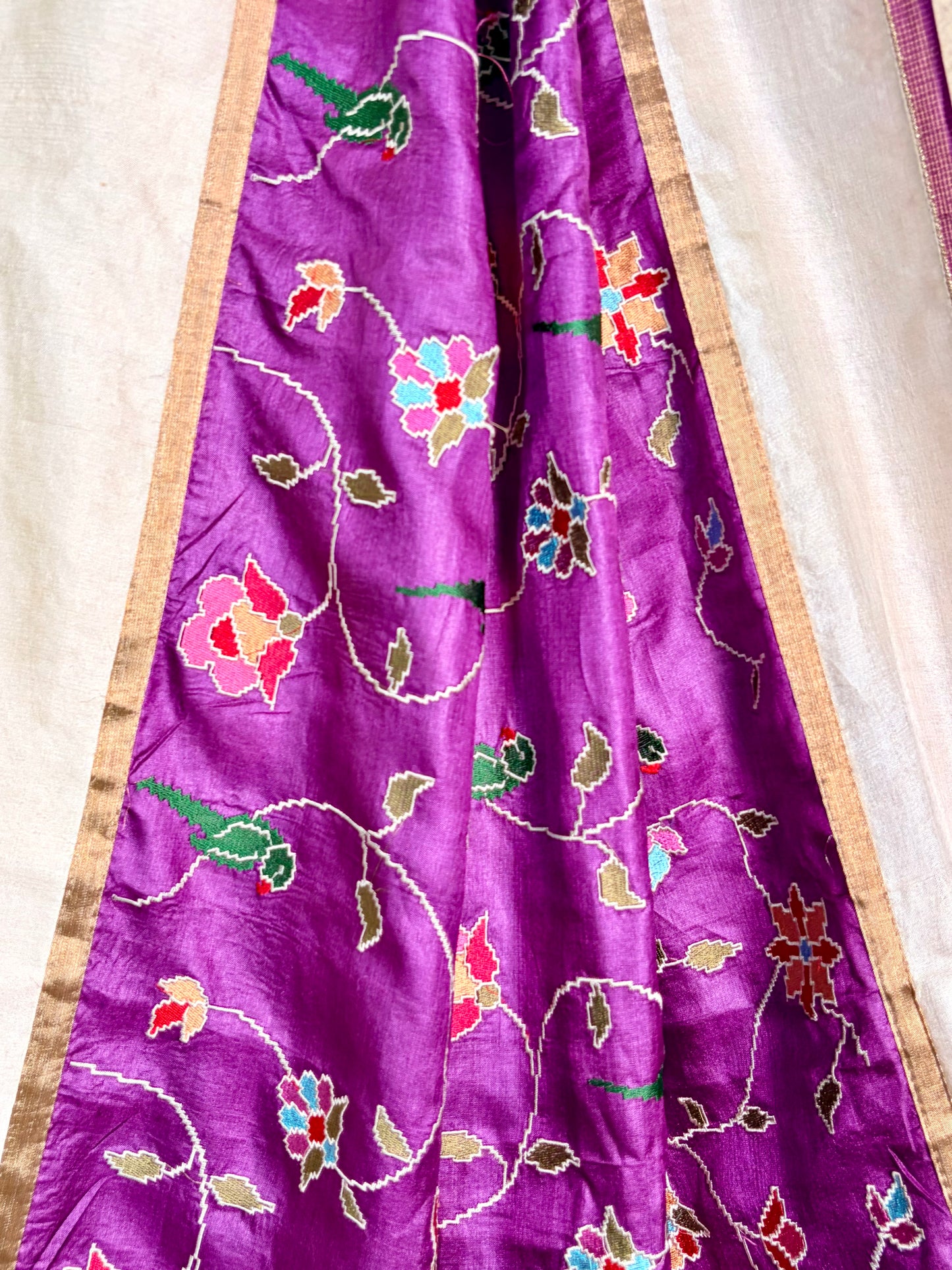Pure tusser saree with Patola embroidery