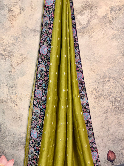 Pure chanderi with weaving & petitpoint border