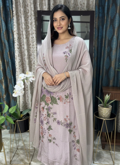 Pure Chinnon Georgette With Hand-Painted Anarkali