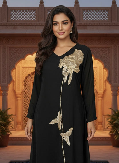 Pure Chinnon Crepe 2-Piece Suit with Heavy Handwork