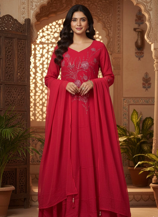Pure Chinnon Georgette Anarkali 3-Piece Suit