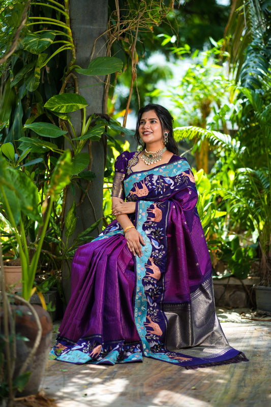 HANDLOOM KANCHIPATTU FUSION SAREE