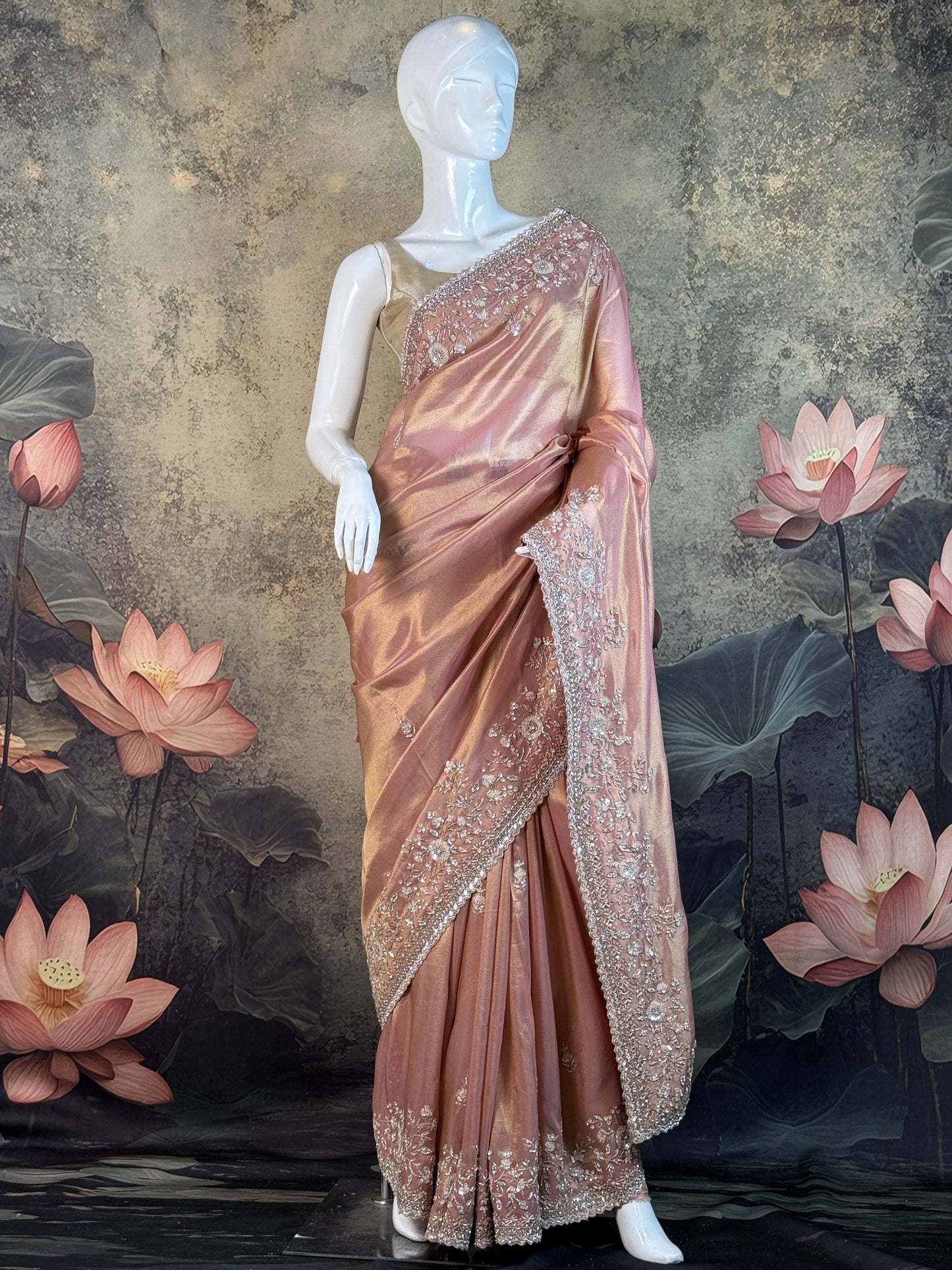 Pure Kanjivaram Tissue Silk Saree with Handwork