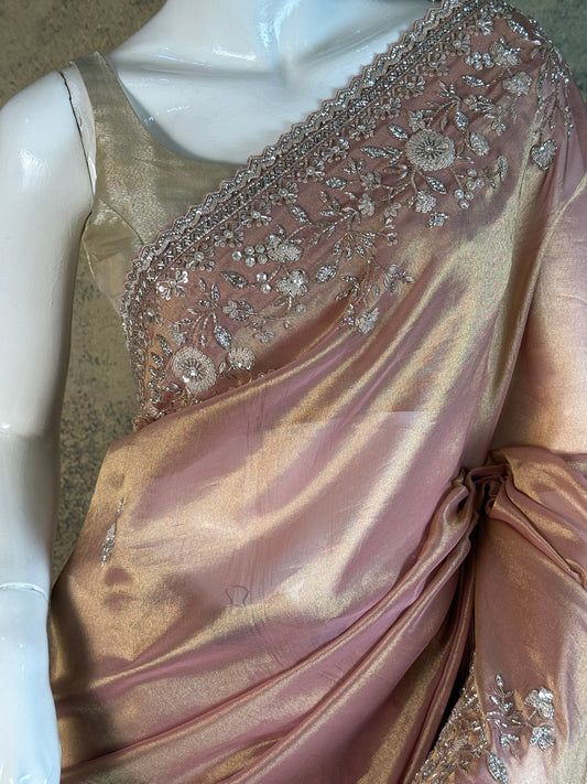 Pure Kanjivaram Tissue Silk Saree with Handwork