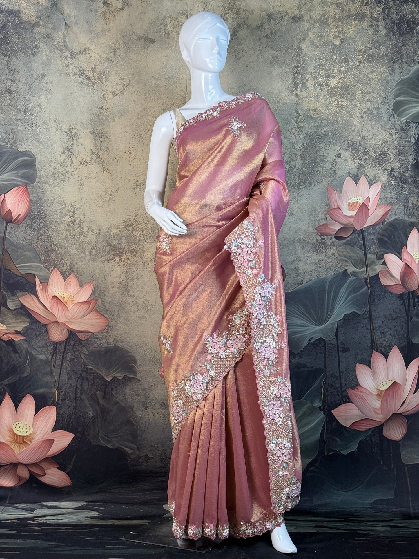 Pure Kanjivaram Silk Saree with Handwork – Elegant Pink Wedding & Festive Wear