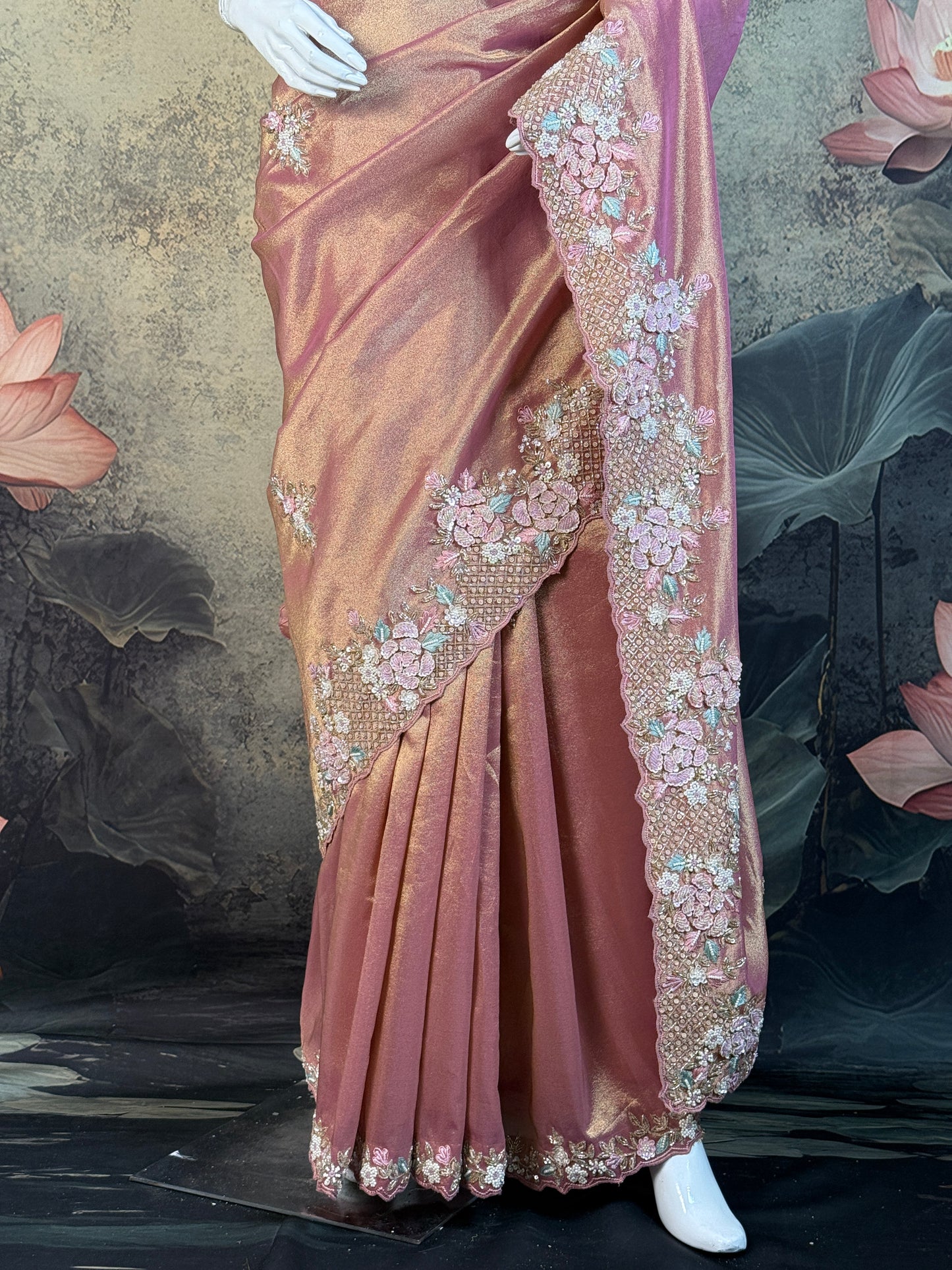 Pure Kanjivaram Silk Saree with Handwork – Elegant Pink Wedding & Festive Wear