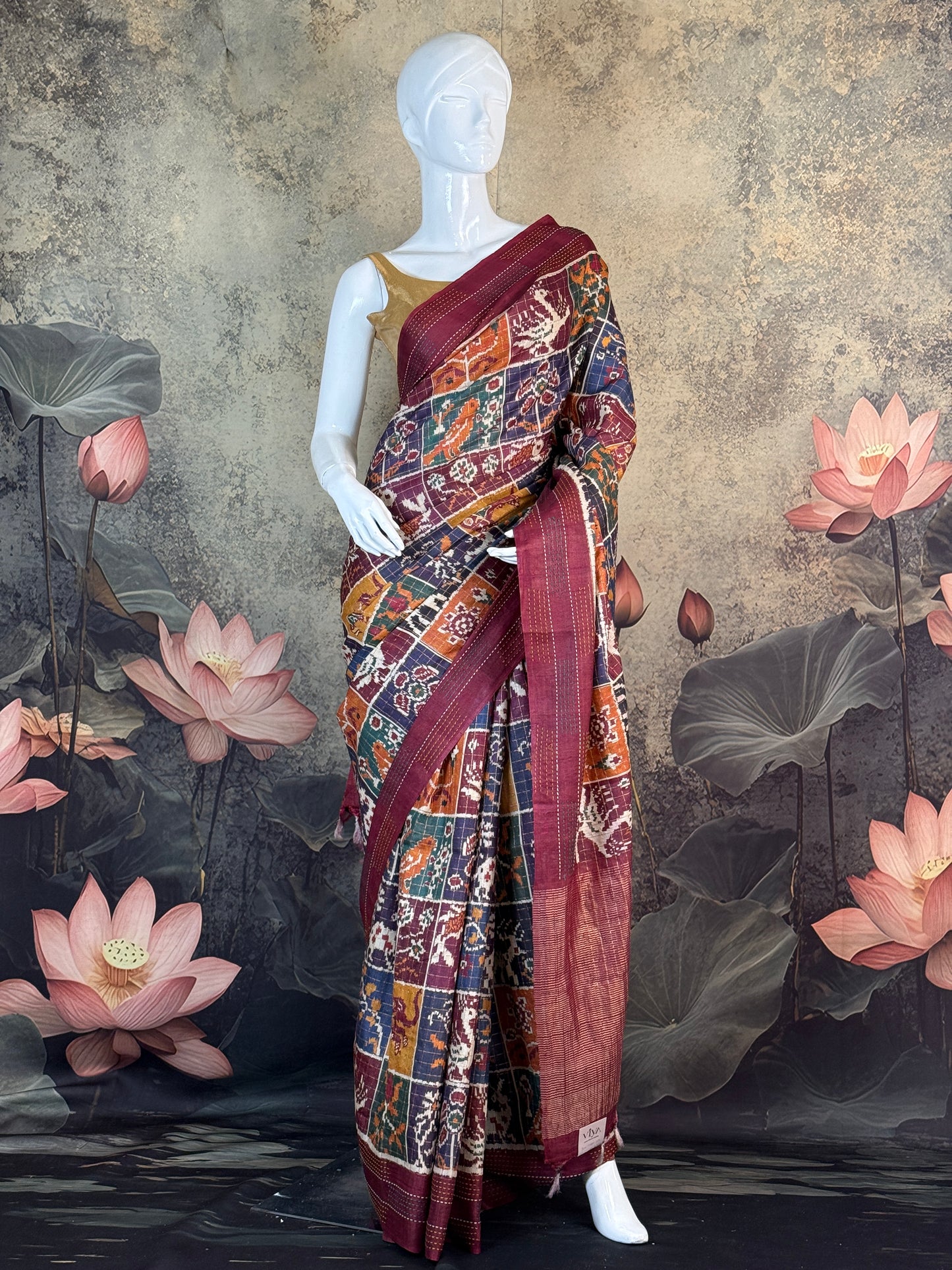 Pure Tussar Silk Saree with Patola Print  – Lightweight Festive Wear