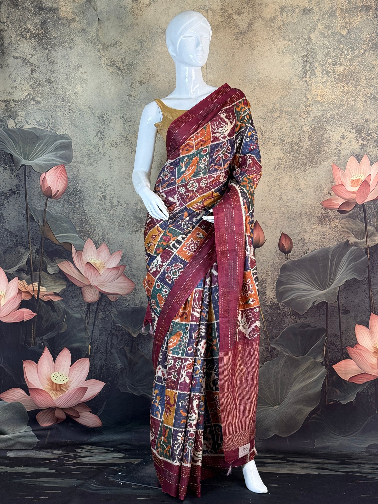 Pure Tussar Silk Saree with Patola Print  – Lightweight Festive Wear