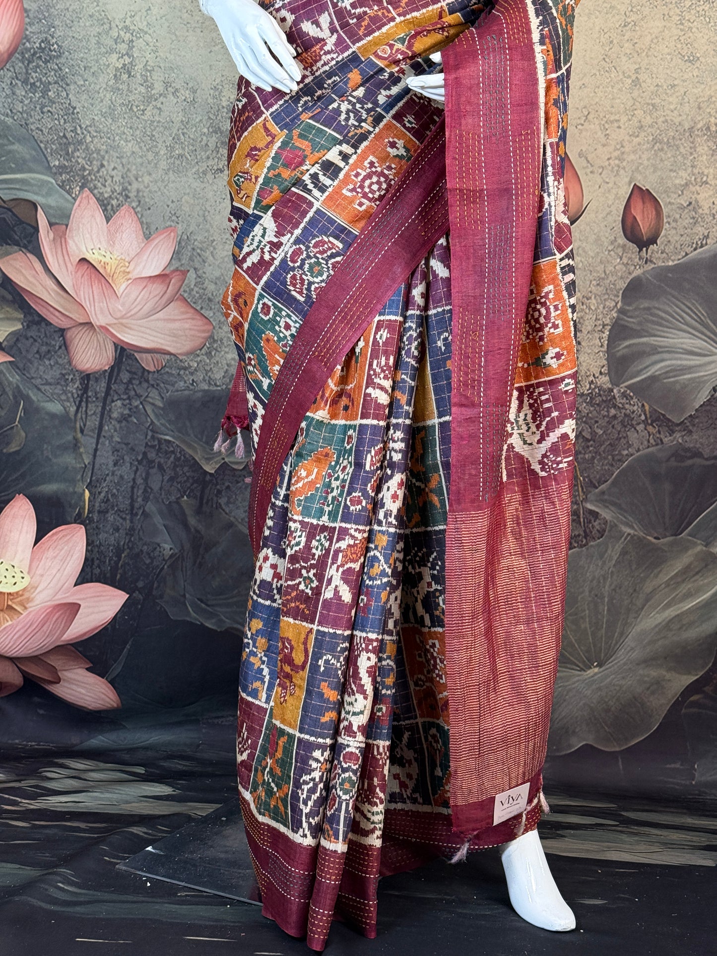 Pure Tussar Silk Saree with Patola Print  – Lightweight Festive Wear