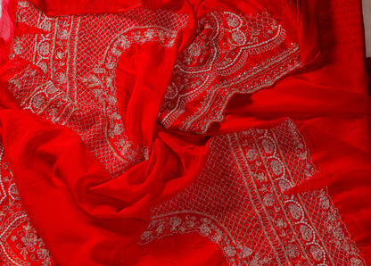 Pure Crepe Silk Saree with Handcrafted Zardozi Embroidery