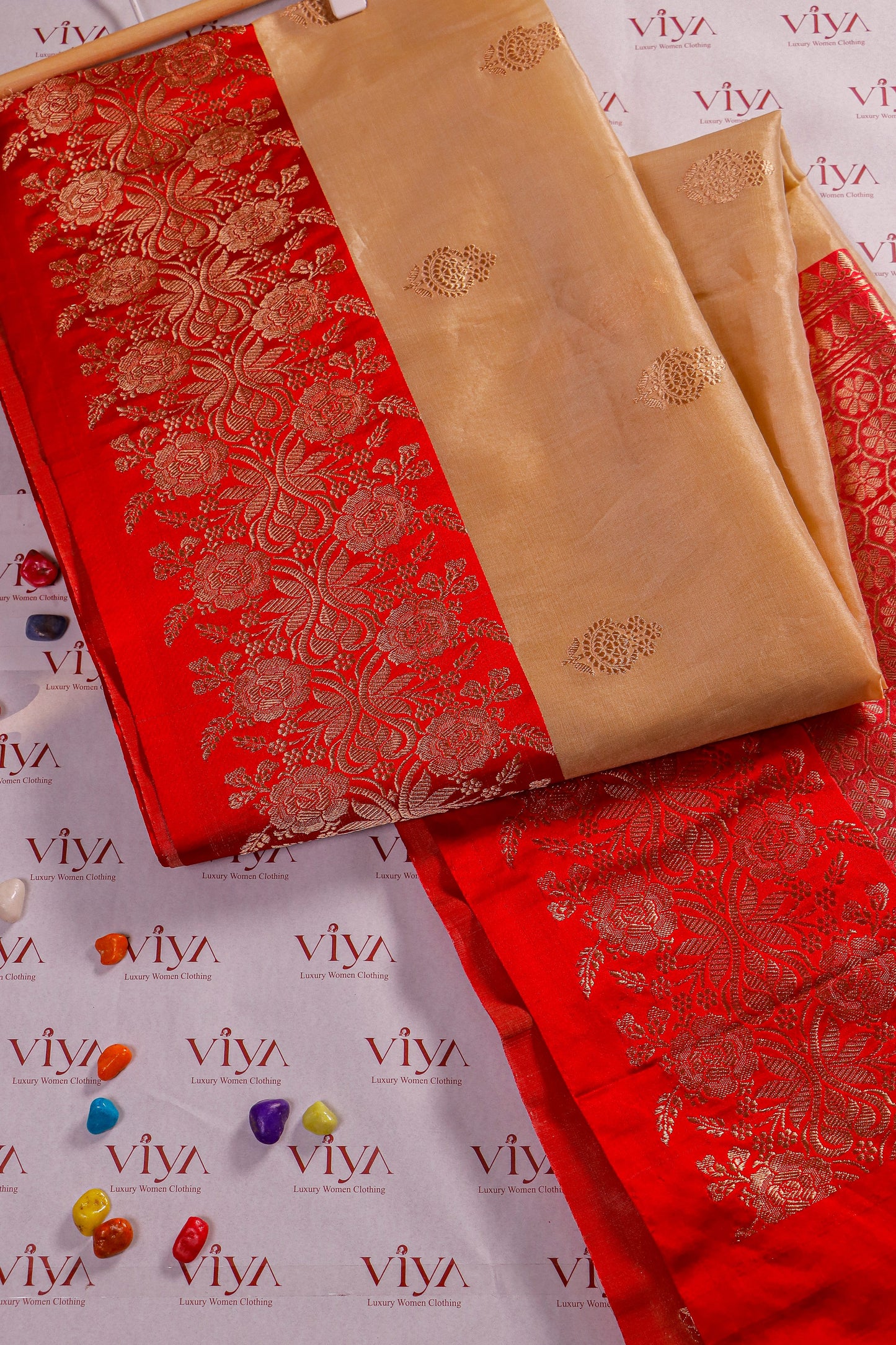 Pure Kora Silk Saree with Rich Katan Border – Handwoven Banarasi Elegance