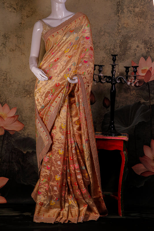 Pure Tissue Silk Paithani Saree with Handwoven Meenakari Border – Heritage Bridal Elegance