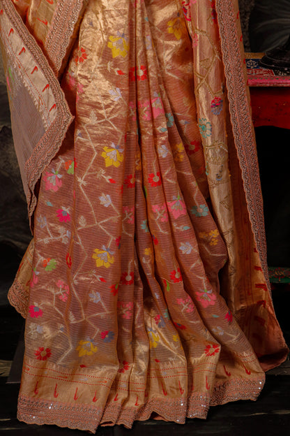 Pure Tissue Silk Paithani Saree with Handwoven Meenakari Border – Heritage Bridal Elegance