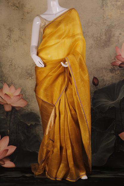 Pure Kora Silk Saree with Kaduva Weaving & Dual Blouse Set – Brocade and Tussar Jamdani