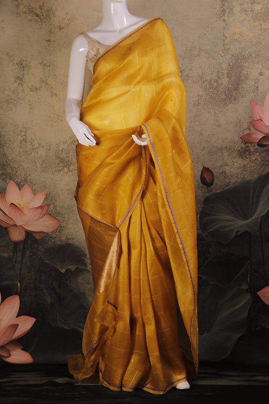 Pure Kora Silk Saree with Kaduva Weaving & Dual Blouse Set – Brocade and Tussar Jamdani