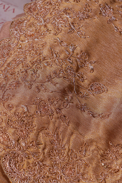 Pure Kanjivaram Tissue Silk Saree with Hand Zardosi Embroidery – Bridal Gold Couture Drape