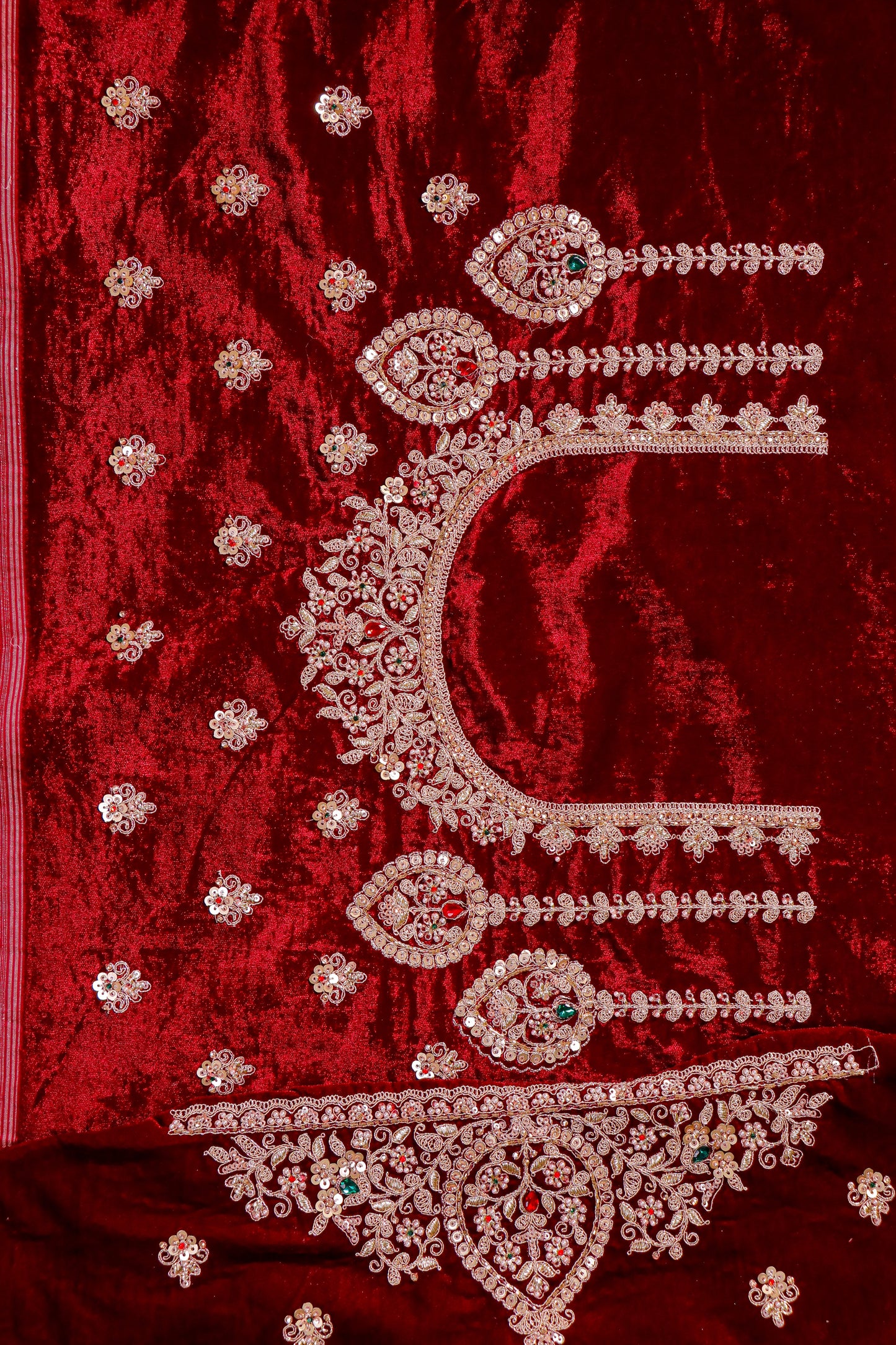 Ivory & Antique Gold Silk Saree with Heavy Hand-Embroidered Zardozi Border