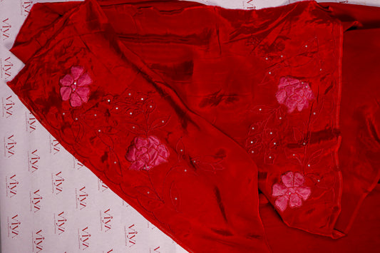 Handcrafted Pure Tissue Silk Saree with Appliqué & Embroidery with Crepe Blouse