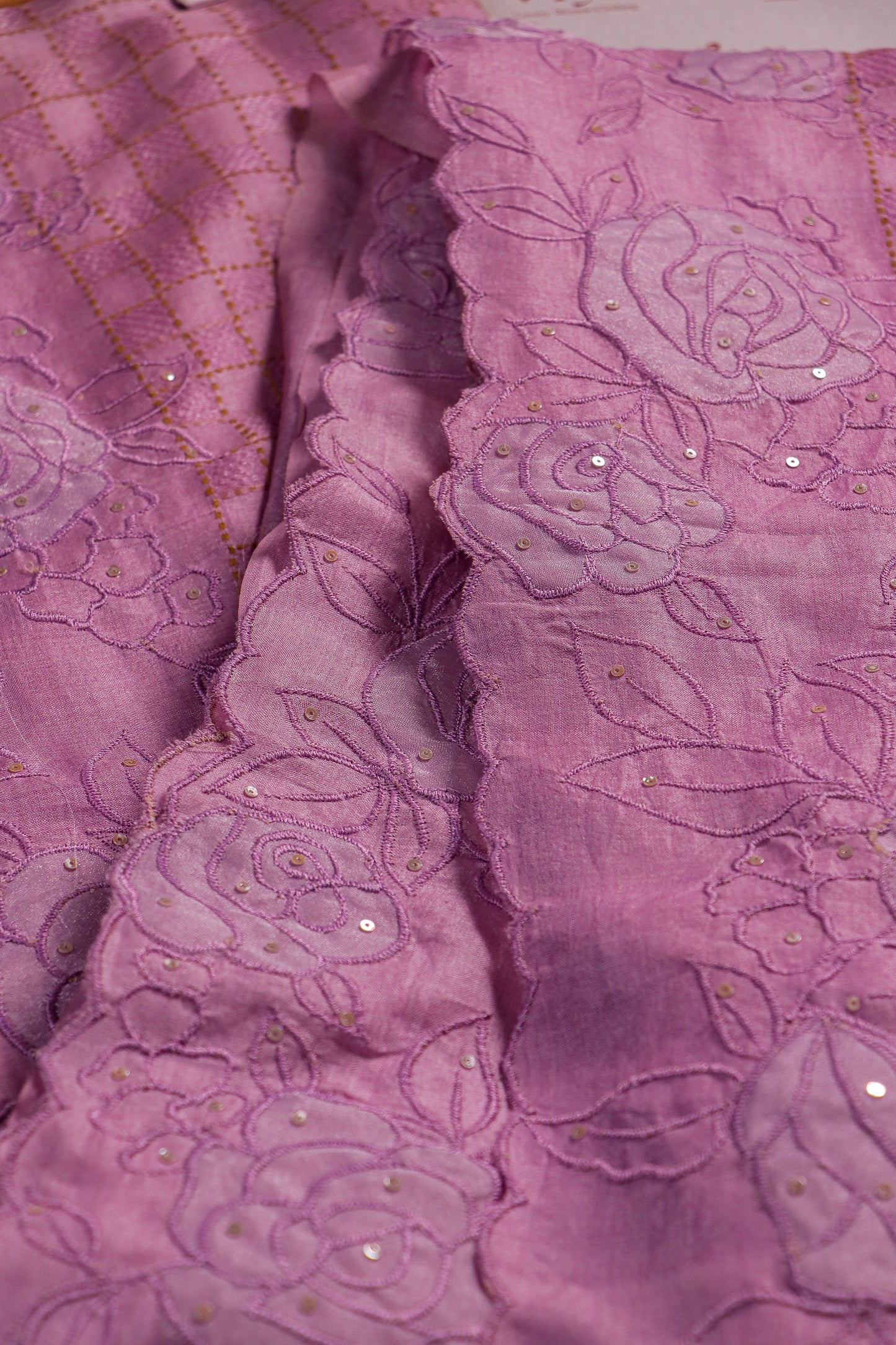 Pure Tussar Silk Saree with Hand Applique & Embroidery