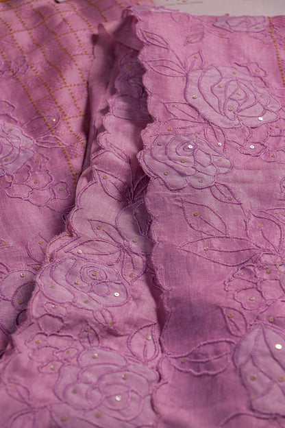 Pure Tussar Silk Saree with Hand Applique & Embroidery