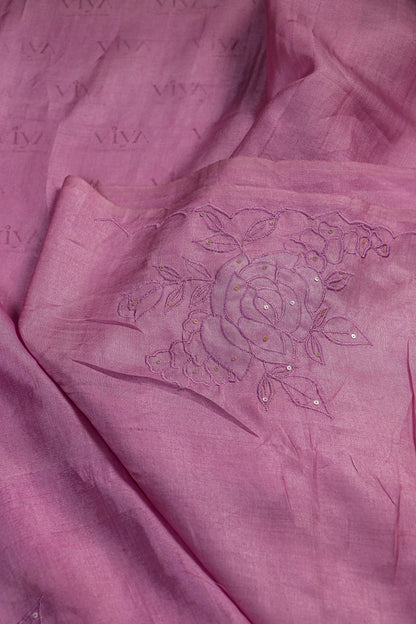 Pure Tussar Silk Saree with Hand Applique & Embroidery