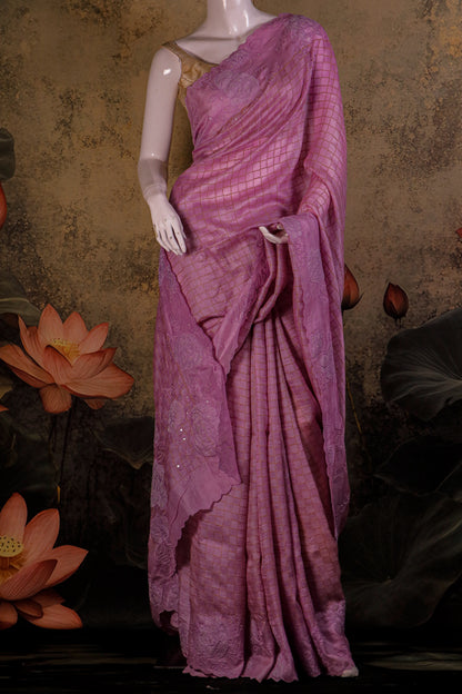 Pure Tussar Silk Saree with Hand Applique & Embroidery