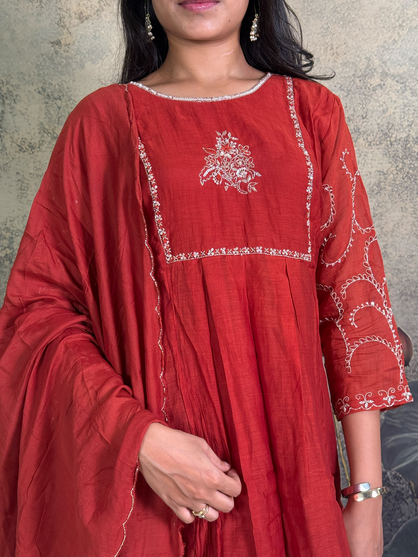 Pure mulchenderi with applique and handwork