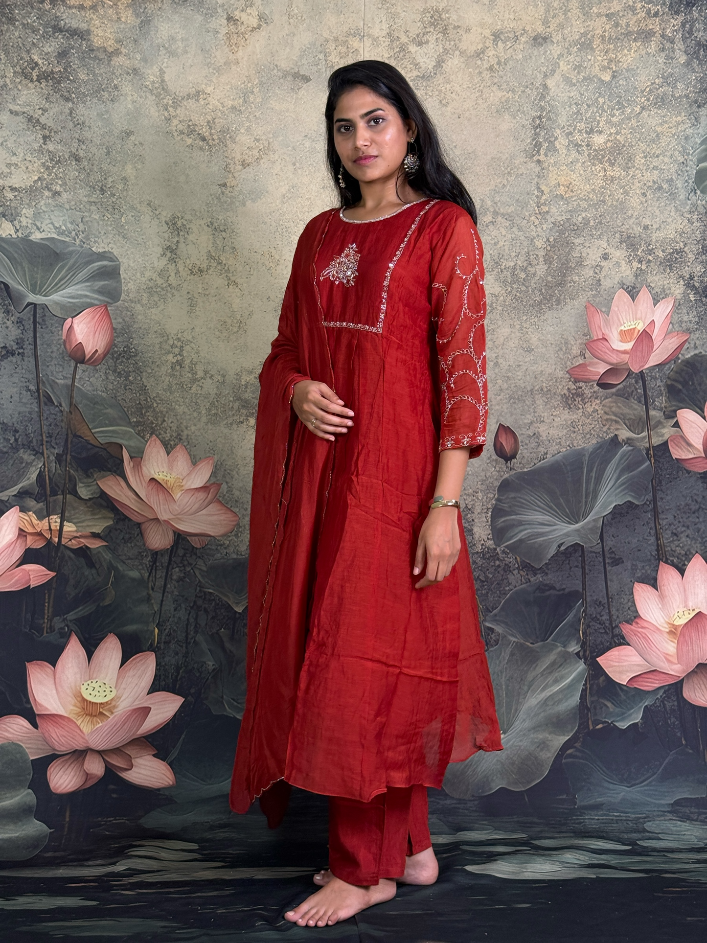 Pure mulchenderi with applique and handwork