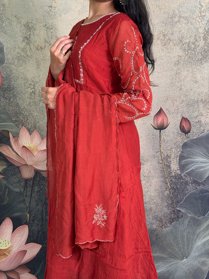 Pure mulchenderi with applique and handwork