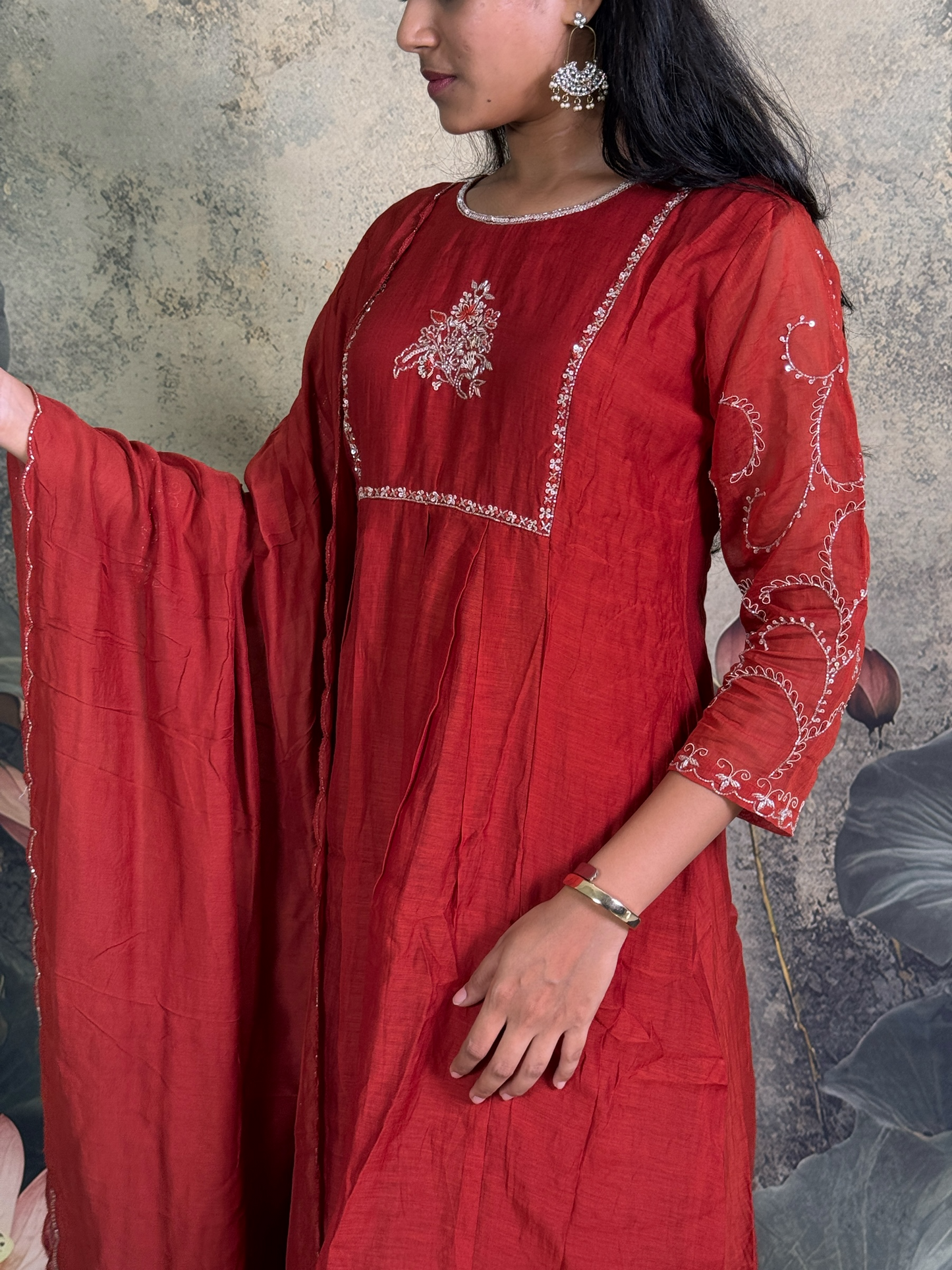 Pure mulchenderi with applique and handwork