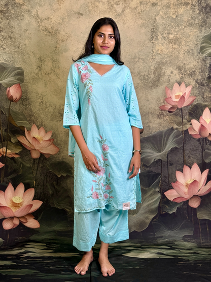 Pure cotton with self weaving and embroidery