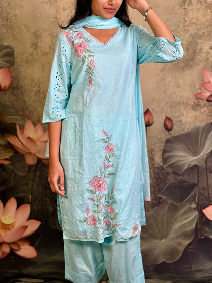 Pure cotton with self weaving and embroidery