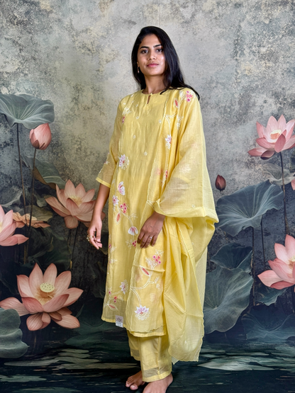 Pure mulchenderi with applique and handwork