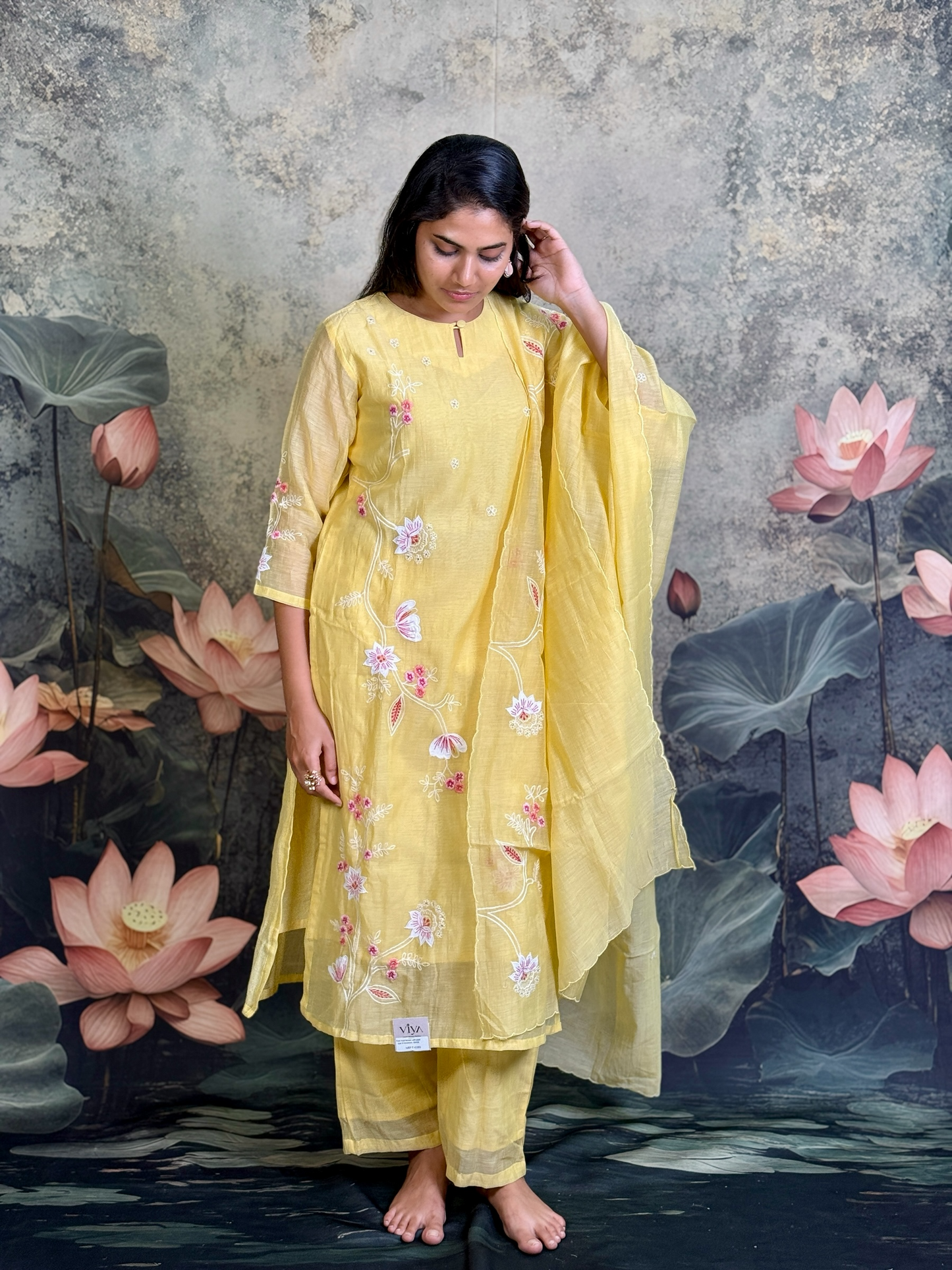 Pure mulchenderi with applique and handwork